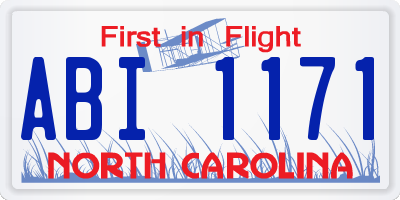 NC license plate ABI1171
