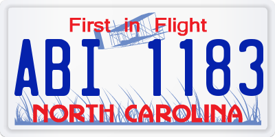 NC license plate ABI1183