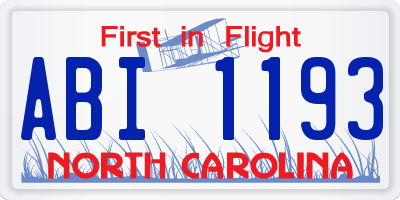 NC license plate ABI1193