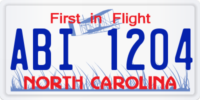 NC license plate ABI1204