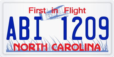 NC license plate ABI1209