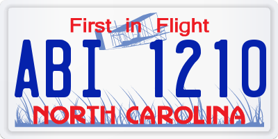 NC license plate ABI1210