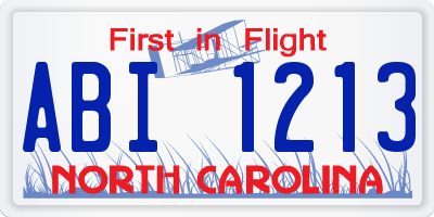 NC license plate ABI1213