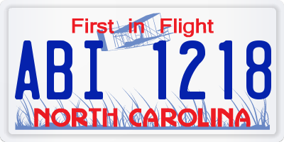 NC license plate ABI1218
