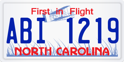 NC license plate ABI1219