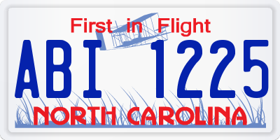 NC license plate ABI1225