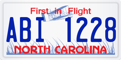NC license plate ABI1228