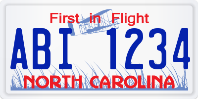 NC license plate ABI1234