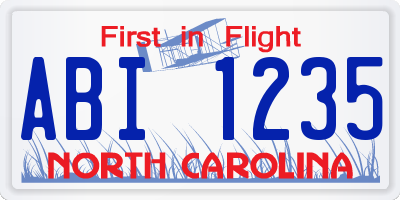 NC license plate ABI1235