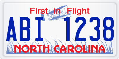 NC license plate ABI1238