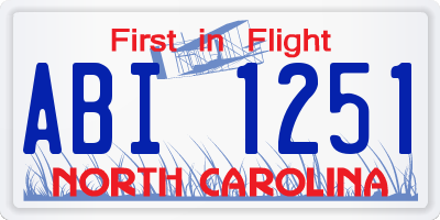 NC license plate ABI1251
