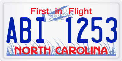NC license plate ABI1253