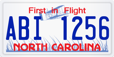 NC license plate ABI1256