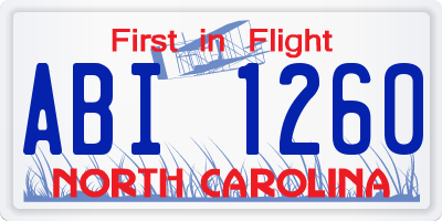 NC license plate ABI1260