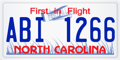 NC license plate ABI1266