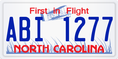 NC license plate ABI1277