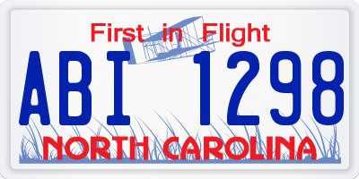 NC license plate ABI1298