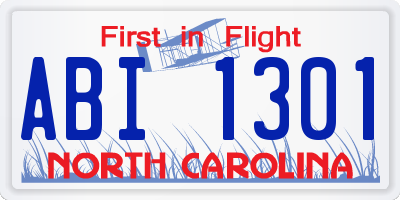 NC license plate ABI1301