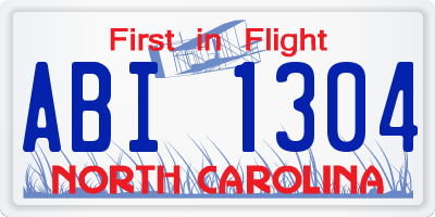 NC license plate ABI1304