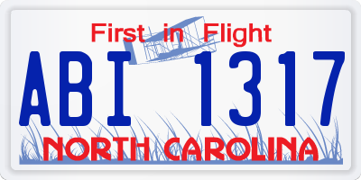 NC license plate ABI1317
