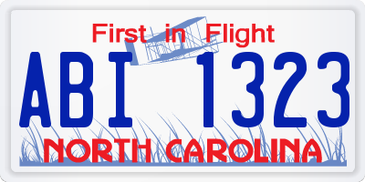 NC license plate ABI1323
