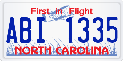 NC license plate ABI1335
