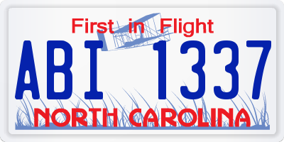 NC license plate ABI1337