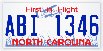NC license plate ABI1346