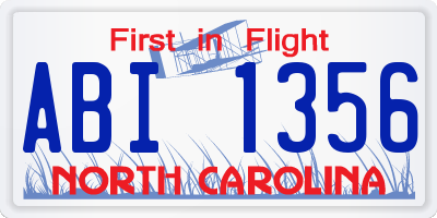 NC license plate ABI1356