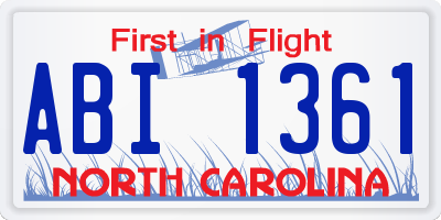 NC license plate ABI1361