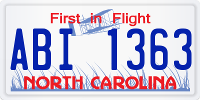 NC license plate ABI1363
