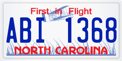 NC license plate ABI1368