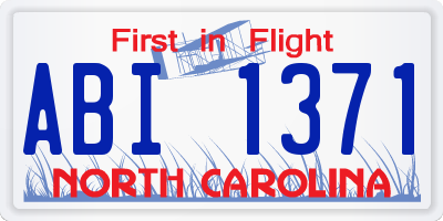 NC license plate ABI1371