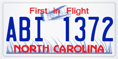 NC license plate ABI1372