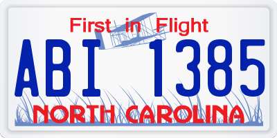NC license plate ABI1385