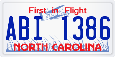 NC license plate ABI1386