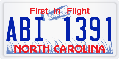 NC license plate ABI1391