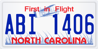 NC license plate ABI1406