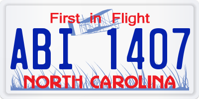 NC license plate ABI1407
