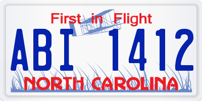 NC license plate ABI1412