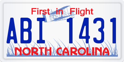 NC license plate ABI1431