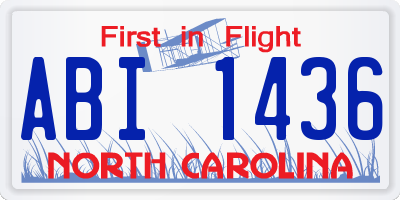 NC license plate ABI1436