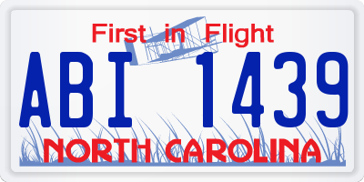 NC license plate ABI1439
