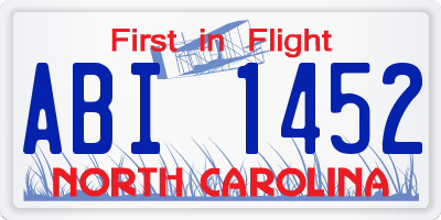 NC license plate ABI1452