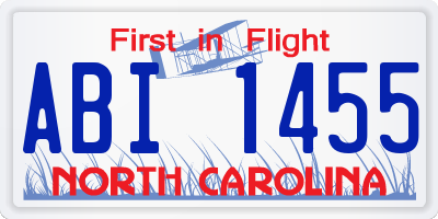 NC license plate ABI1455