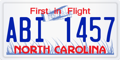 NC license plate ABI1457