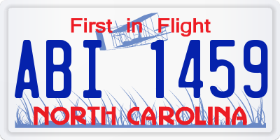 NC license plate ABI1459