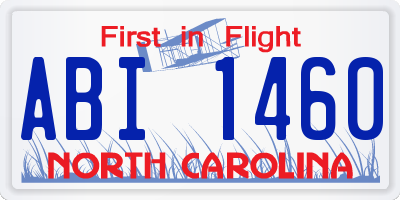 NC license plate ABI1460