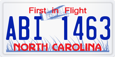 NC license plate ABI1463