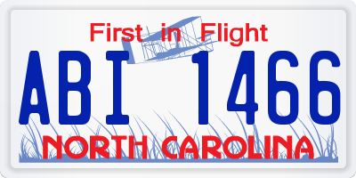 NC license plate ABI1466